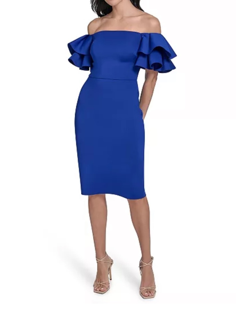 Eliza J Women's Off-The-Shoulder Sheath Dress Size 6 /Blue/ Excellent condition